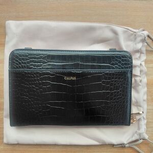 Calpak Black Croc-Embossed Wallet